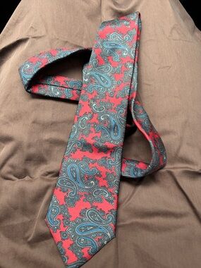 Snyder’s Damon - Red Paisley Silk Tie with Blue and Gray Accents